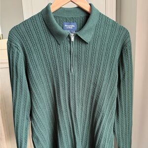 Abercrombie & Fitch Forest Green Zip-Up Sweater